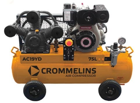 Crommelins Air Compressor Diesel Electric Start 75L