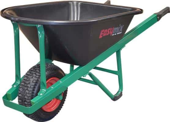 GREEN WBARROW WITH POLY TRAY WIDE PNEUMATIC WHEEL