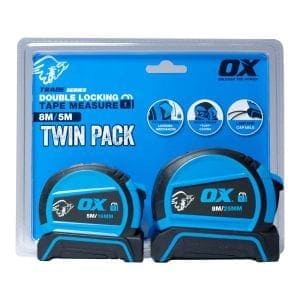 Measuring & Layout Tools OX Trade Double Locking Tape Measure - 8m/5m Bunbury Machinery